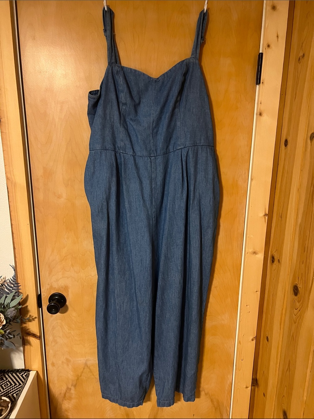 Pair of Old Navy Cream Linen and Jean Textured  Jumpsuits